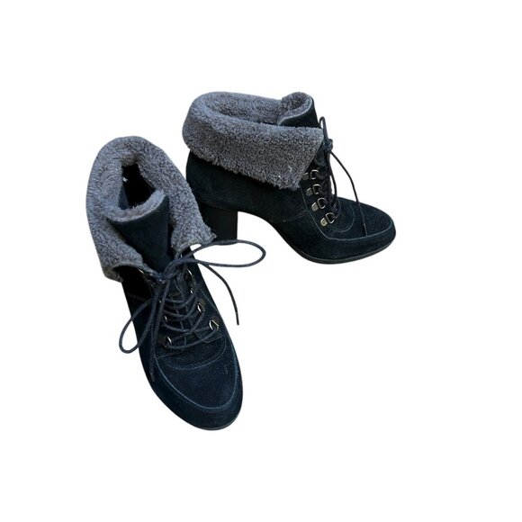 Bjorndal Black Suede Leather Farrah Heeled Lace Up Boots Size 9 - Picture 9 of 9